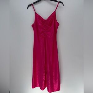 A New Day Maxi Slip Dress Women's Ruched Adjustable Strap Satin Soft Pink M